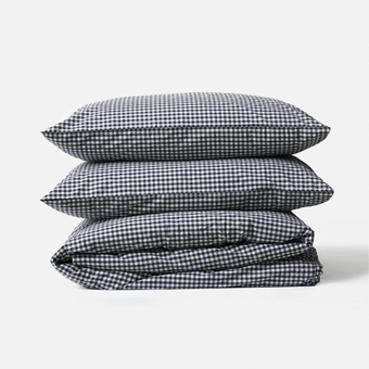 Citta Gingham Organic Cotton Duvet Cover - Navy