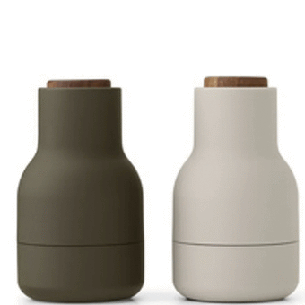 Audo Bottle Grinder Small - Hunting Green / Beige w. Walnut Lid, 2 Pack