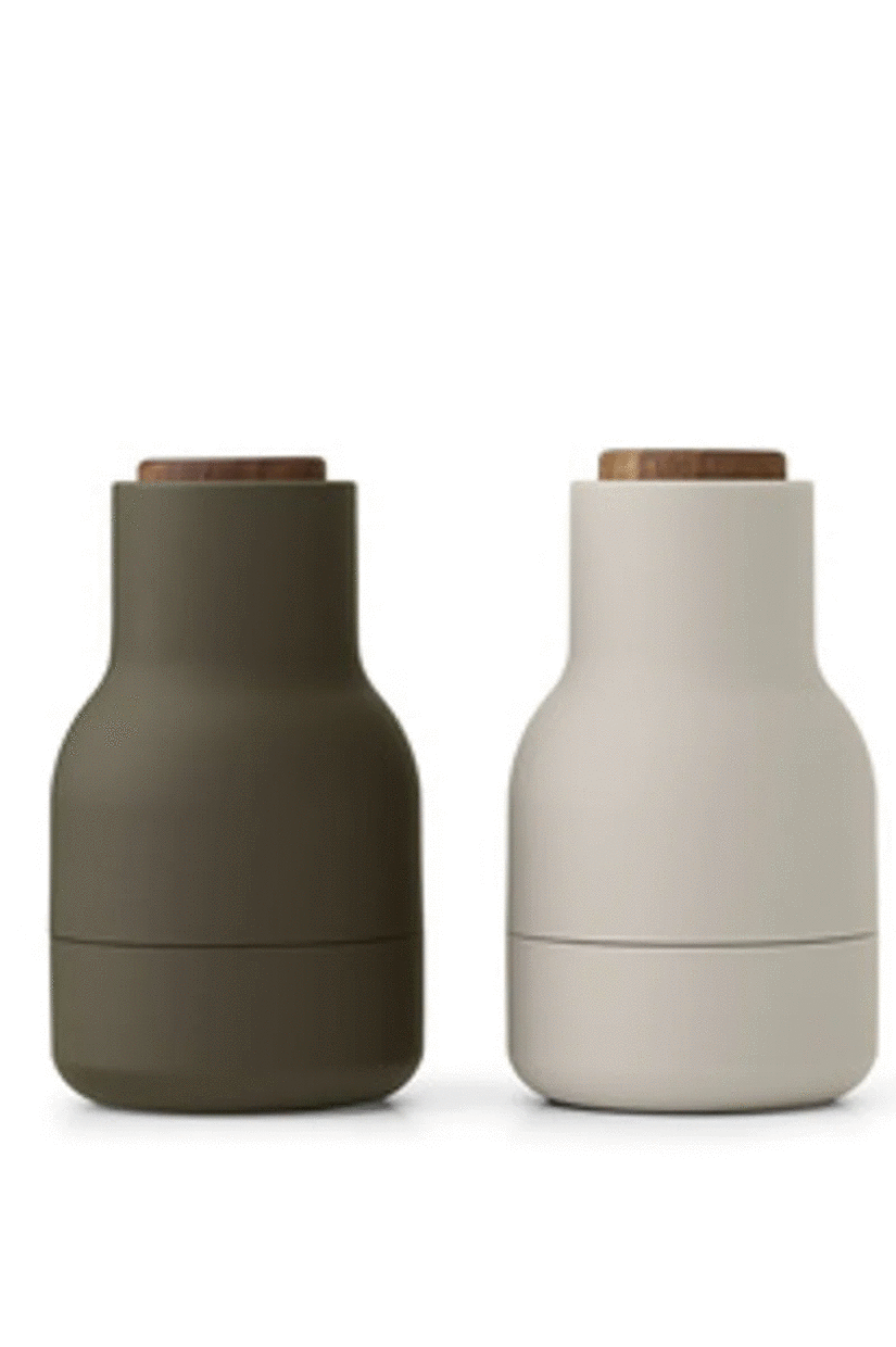 Audo Bottle Grinder Small - Hunting Green / Beige w. Walnut Lid, 2 Pack