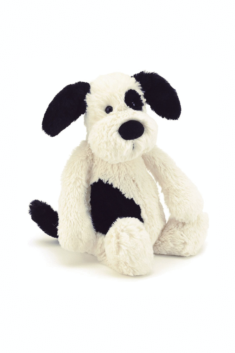 Jellycat Bashful Black & Cream Puppy Original (Med) Cream 9x12x31cm
