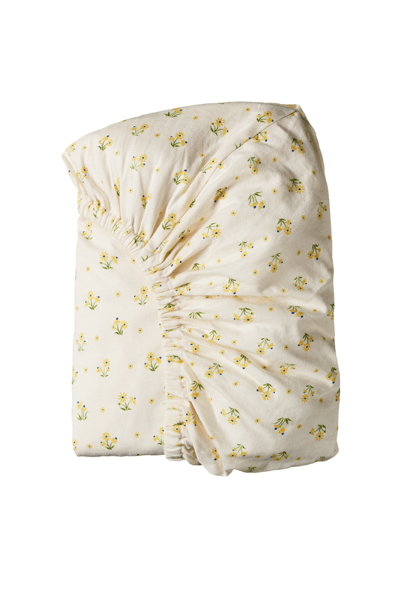 Nature Baby Fitted Sheet Jersey - Daisy Daze Yellow Print/Bassinet