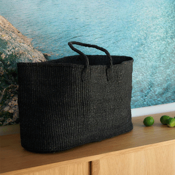 Citta Sisal Oval Basket - Charcoal  50x20x30.5xmh