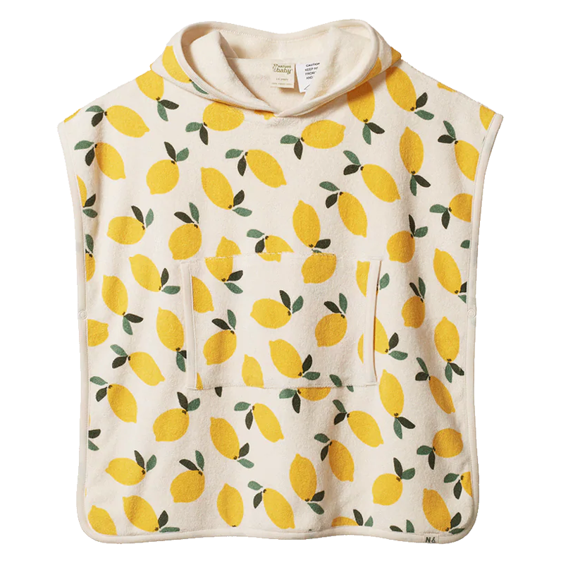 Nature Baby Poncho Towel - Lemon Print