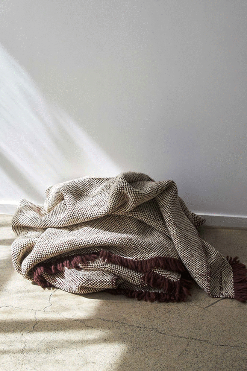 Citta Hutt Wool Throw - Mulberry/Natural 140x180cm