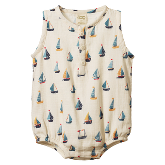 Nature Baby Cedar Suit Muslin - Regatta Print