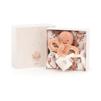 JELLYCAT ODELL OCTOPUS GIFT SET MULTI-COLOURED MUSLIN:70X70CM TOY:12X5X3