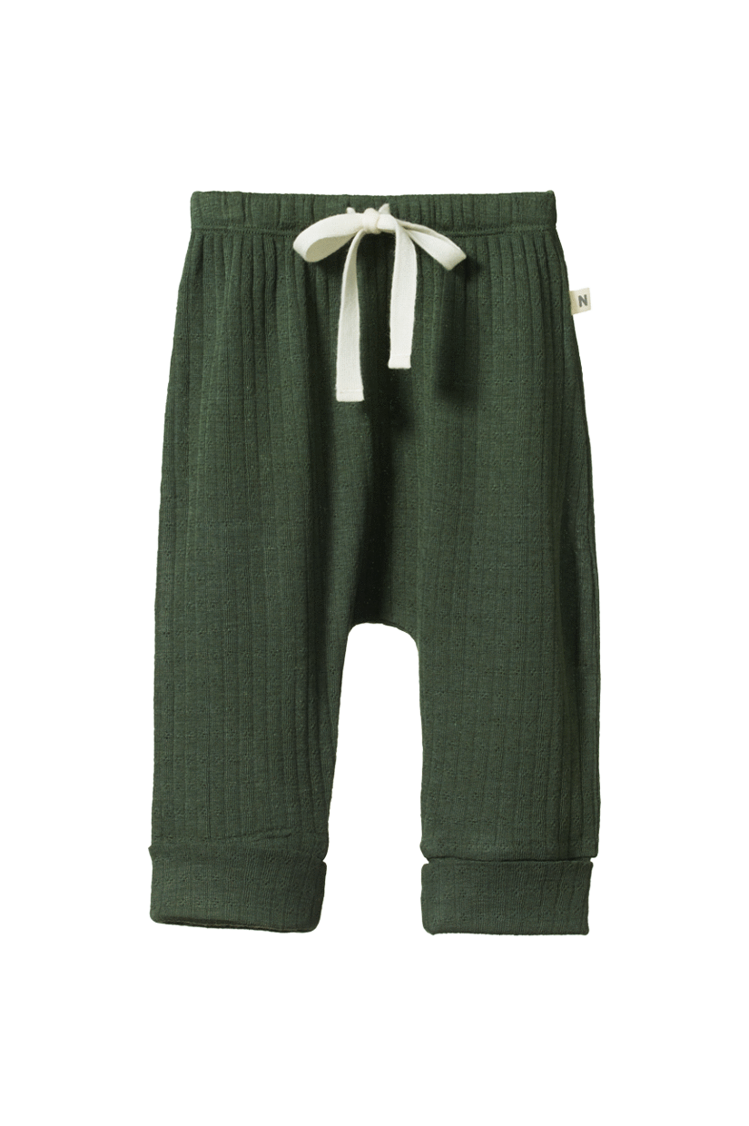 Nature Baby Merino Drawstring Pants Pointelle - Thyme