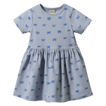 Nature Baby Saturday Dress - Ribbons Zen Blue Print