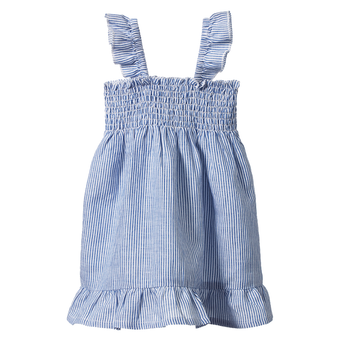 Nature Baby Gala Dress Linen - Blue Stripe