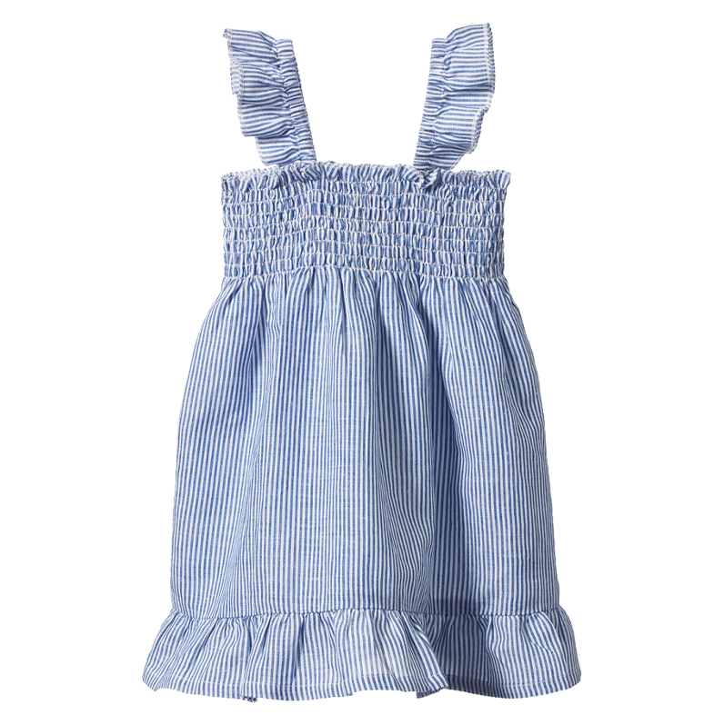 Nature Baby Gala Dress Linen - Blue Stripe