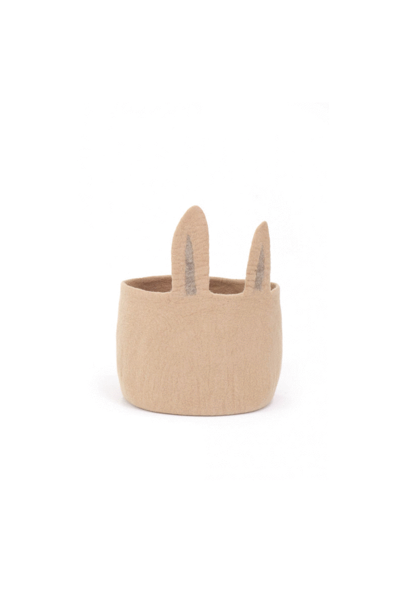 Muskhane Bunny Pasu Basket 100% Felt - 30cmdiax26cmh