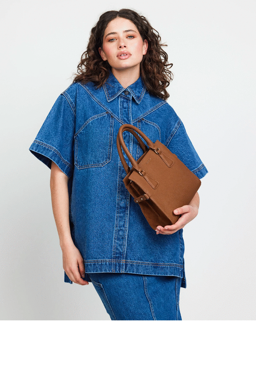 Saben Beau Crossbody with Handles Nutshell + Suede