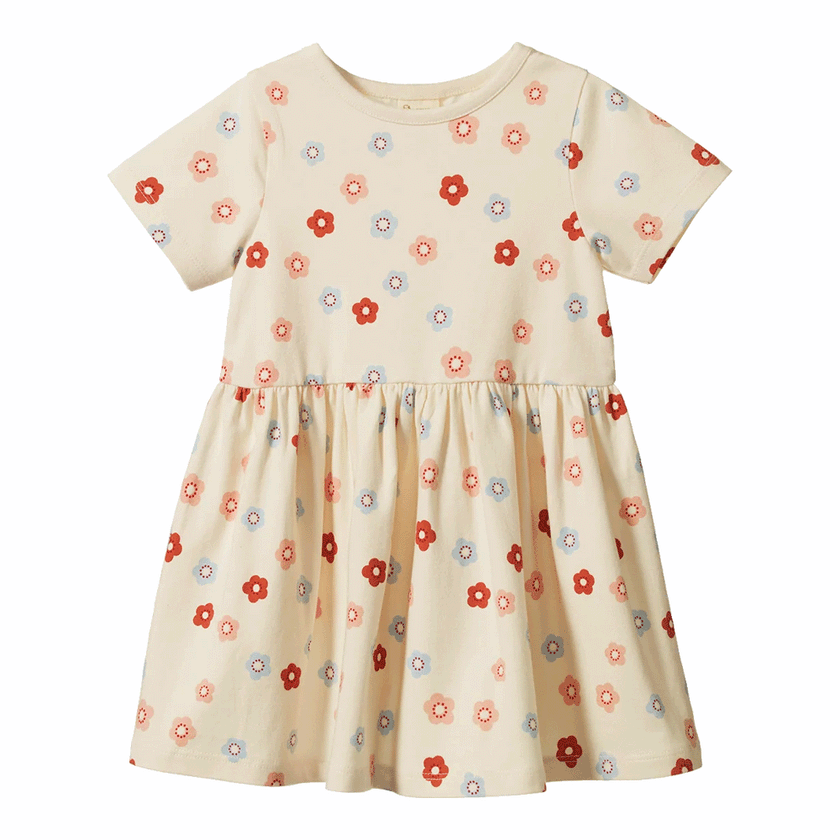Nature Baby Saturday Dress - Petite Flora Stamp Print