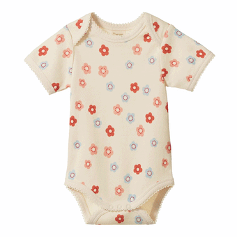 Nature Baby Short Sleeve Bodysuit - Petite Flora Stamp Print
