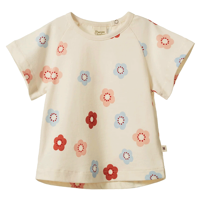 Nature Baby Juniper Tee - Flora Stamp Print