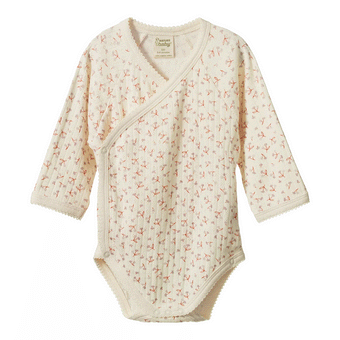 Nature Baby L/S Kimono Bodysuit Pointelle - Dandelion Print