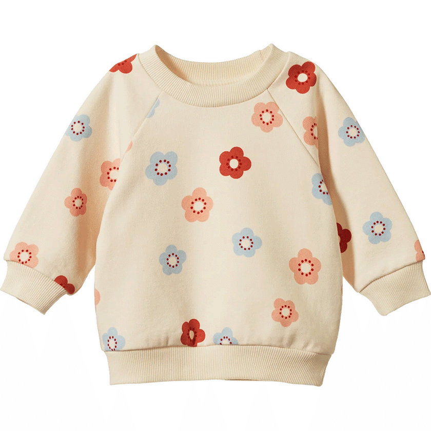 Nature Baby Emerson Sweater - Flora Stamp Print