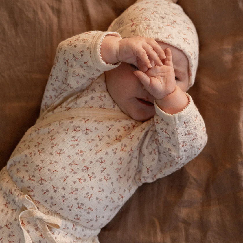 Nature Baby Knotted Beanie Pointelle - Dandelion Print