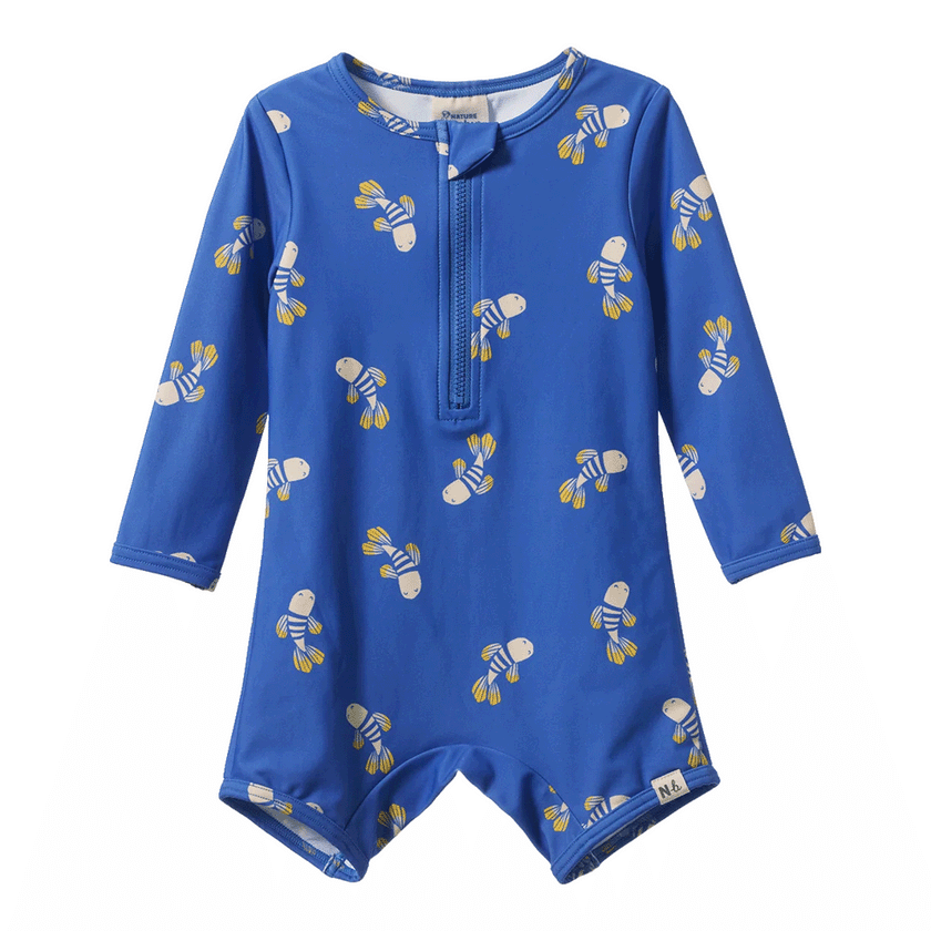 Nature Baby One Piece Bathing Trunks - Fish Fable Blue Print