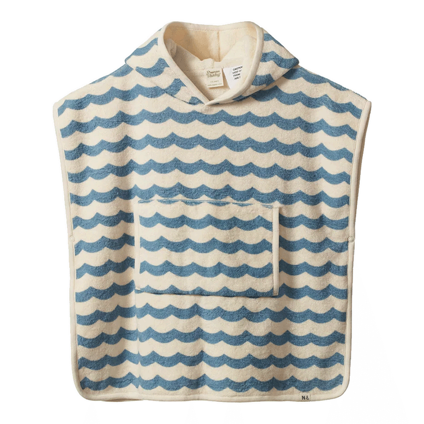 Nature Baby Poncho Towel - Waves Print