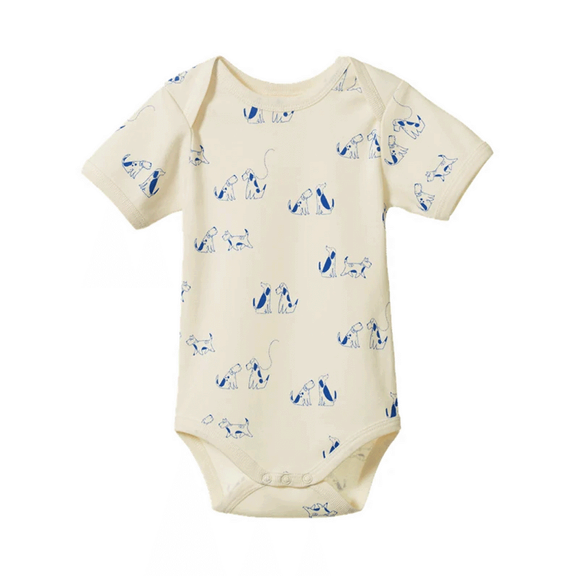 Nature Baby Short Sleeve Bodysuit - Dog Walk Print