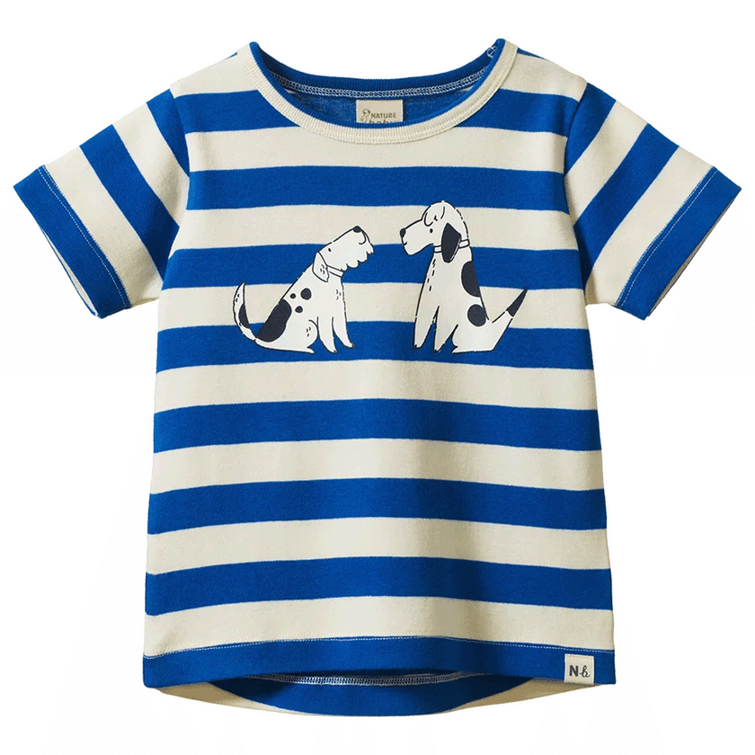 Nature Baby Long Sleeve River Tee - Dog Walk Blue Print