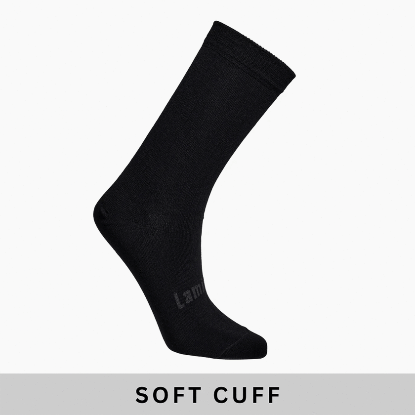 Lamington Merino Wool Soft Cuff Crew Socks | WOMAN | Black Rib