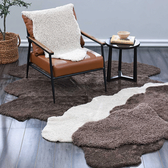 Short Wool Sheepskin Rug Double