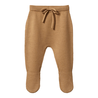 Nature Baby Merino Knit Footed Rompers - Caramel