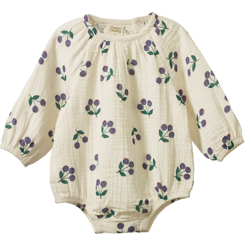 Nature Baby Meadow Bodysuit - Winter Berry Natural Print