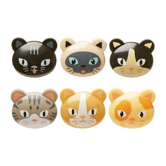 Kikkerland Cat Bag Clips (Set of 6) Multi-Coloured 3x4 x4cm