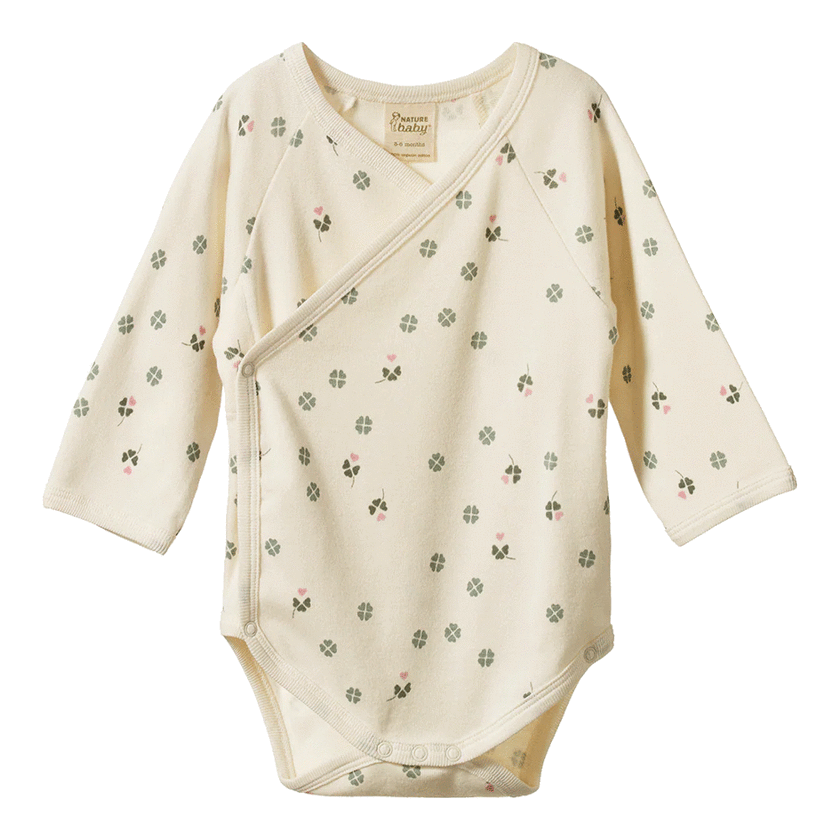 Nature Baby Long Sleeve Kimono Bodysuit - Lucky Print