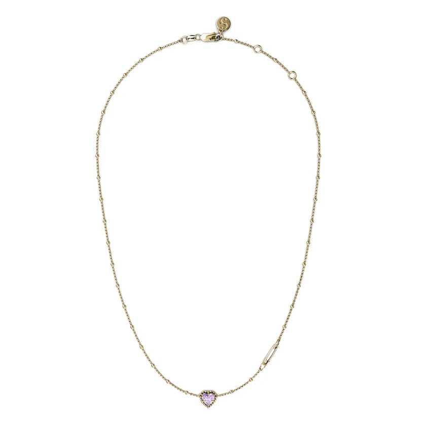 Stolen Girlfriend Dahlia's Heart Necklace Gold Plated 18K Gold - Pink Amethyst