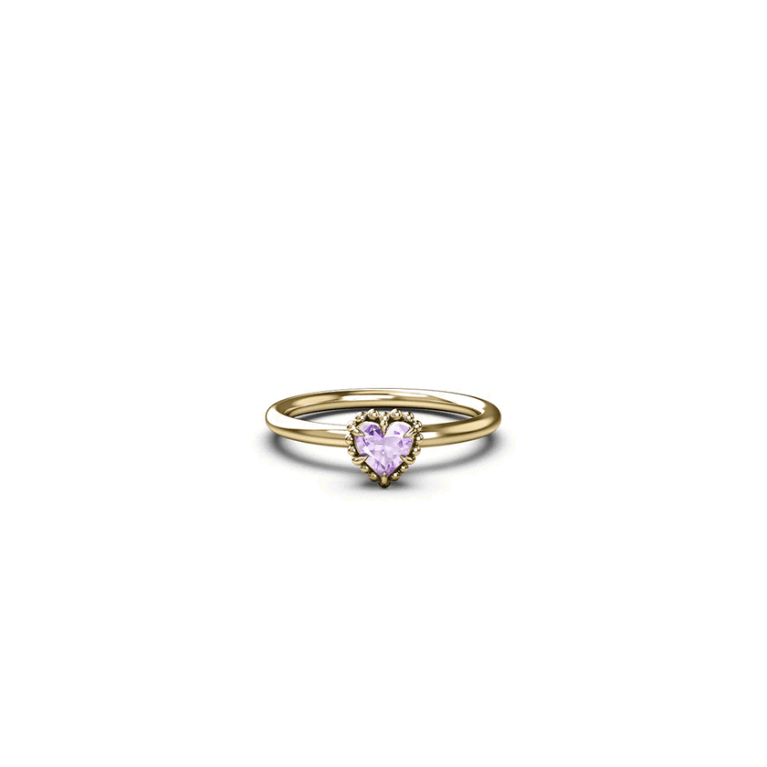 Stolen Girlfriend Dahlia's Heart Ring Gold Plated 18K Gold - Pink Amethyst