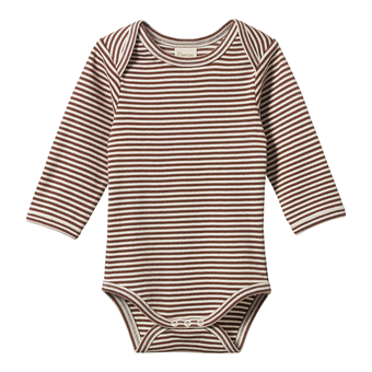 Nature Baby Cotton Long Sleeve Bodysuit - Pinecone Stripe