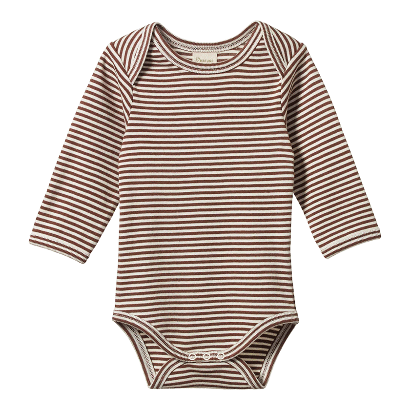 Nature Baby Cotton Long Sleeve Bodysuit - Pinecone Stripe
