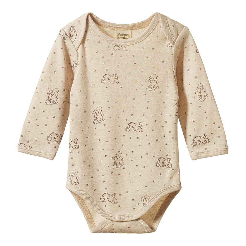 Nature Baby Cotton Long Sleeve Bodysuit - Bramble Burrow Print