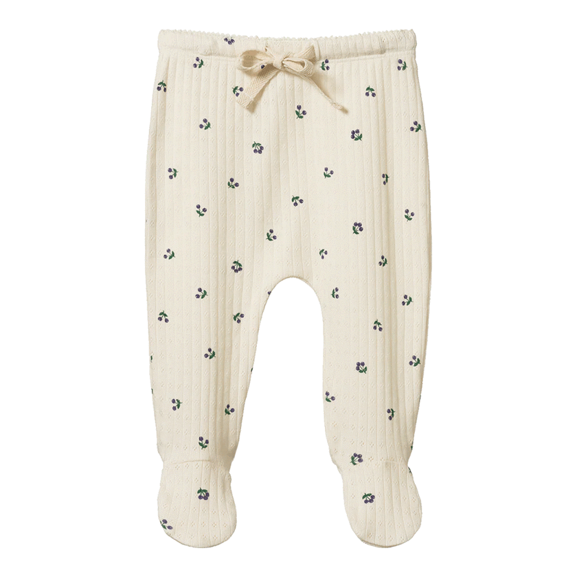 Nature Baby Footed Rompers Pointelle - Winter Berry Print
