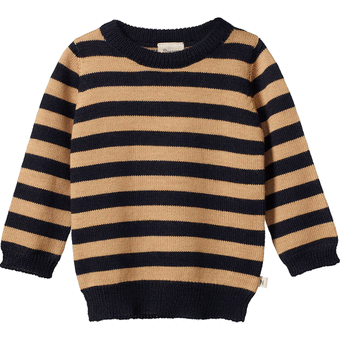 Nature Baby Merino Knit Pullover - Navy/Caramel Stripe