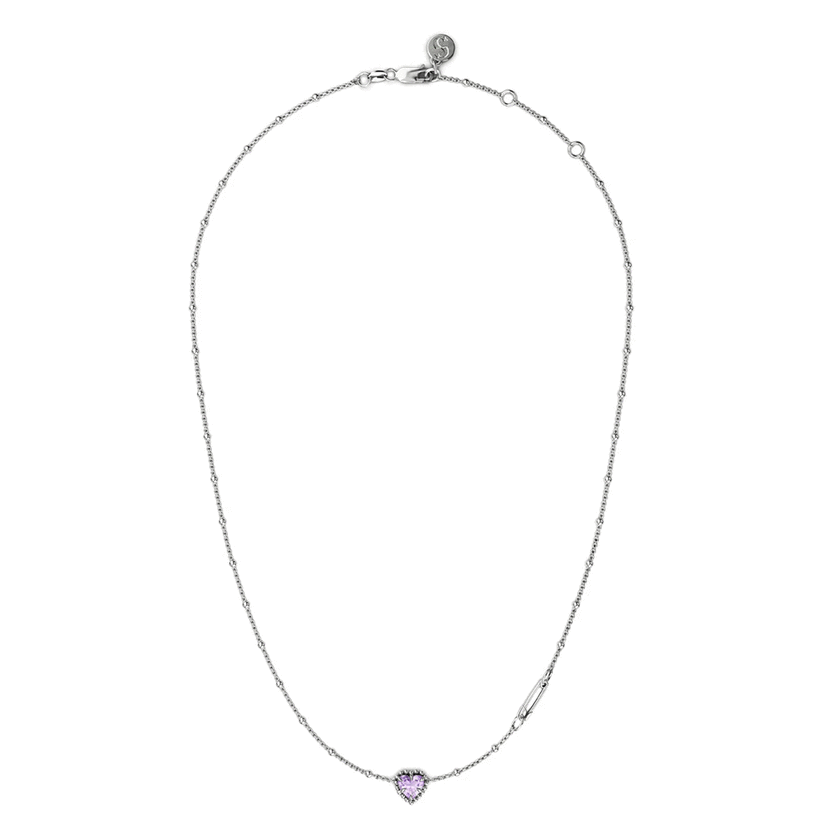 Stolen Girlfriend Dahlia's Heart Necklace Silver - Pink Amethyst