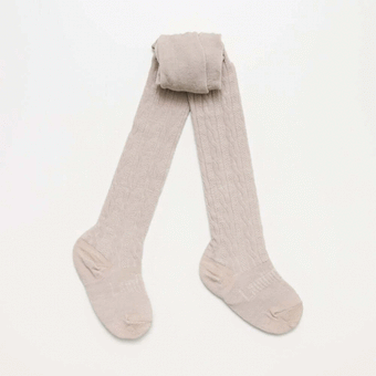 Lamington Merino Wool Cable Tights | BABY + CHILD | Oatmeal