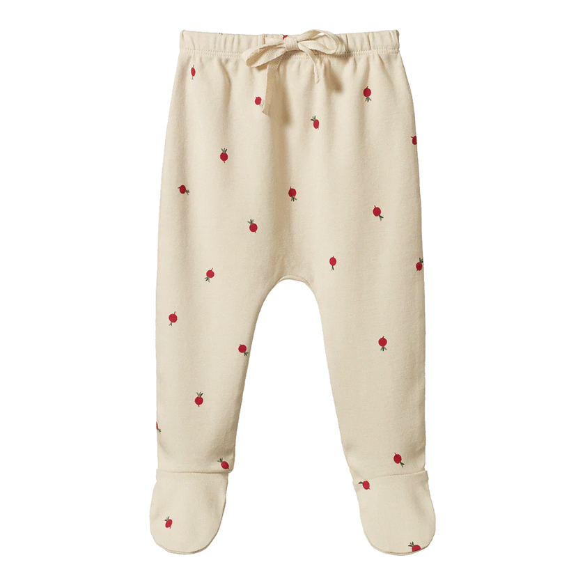 Nature Baby Footed Rompers - Radish Print