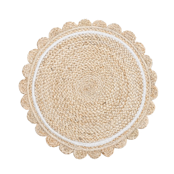 Placemat Scalloped - Natural w/White