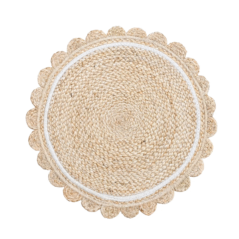 Placemat Scalloped - Natural w/White