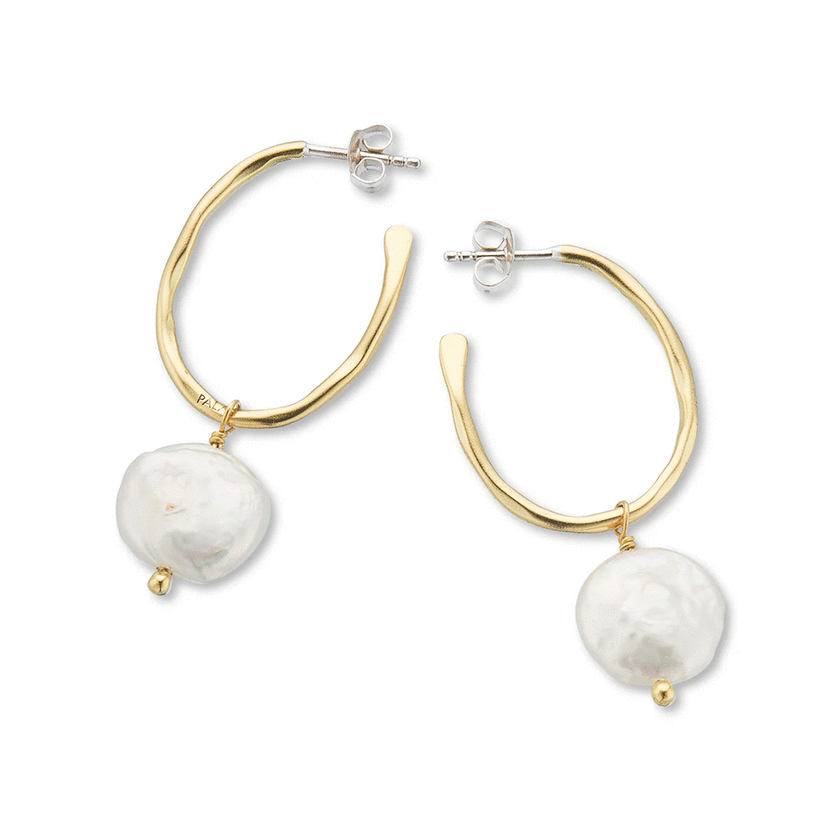 Palas Emporio Prosperity Pearl Oval Hoop Earrings