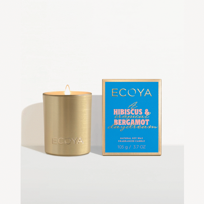 Ecoya Hibiscus & Bergamot Mini Goldie Candle Holiday Collection
