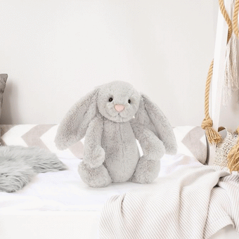 JELLYCAT BASHFUL SILVER BUNNY ORIGINAL (MED) GREY 9X12X31CM