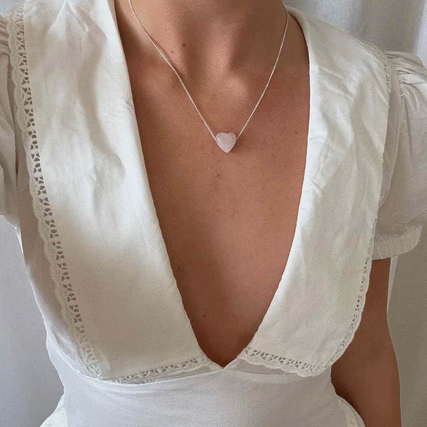 Palas Emporio Rose Quartz 'Love' Heartstone Necklace