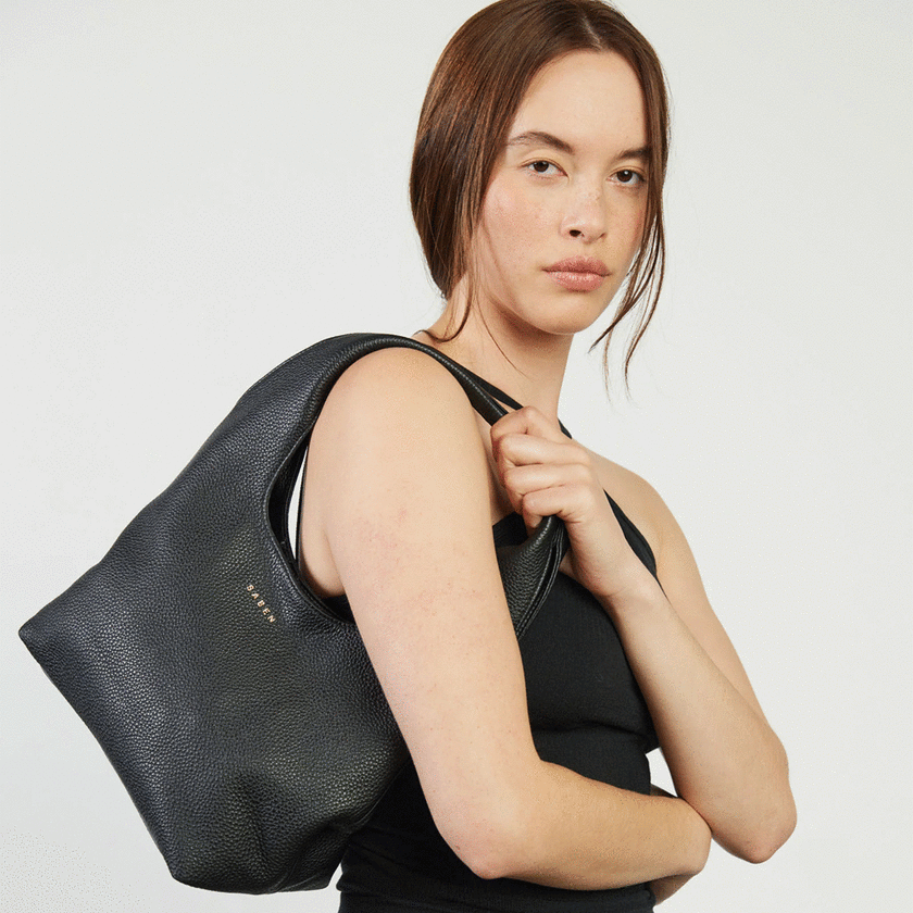 Saben Kiki Shoulder Bag - Black Lightly Milled