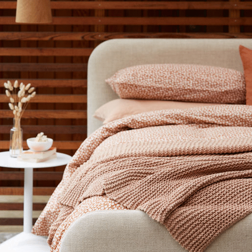 Citta Forget Me Not Organic Cotton Duvet Cover - Toffee/Nougat